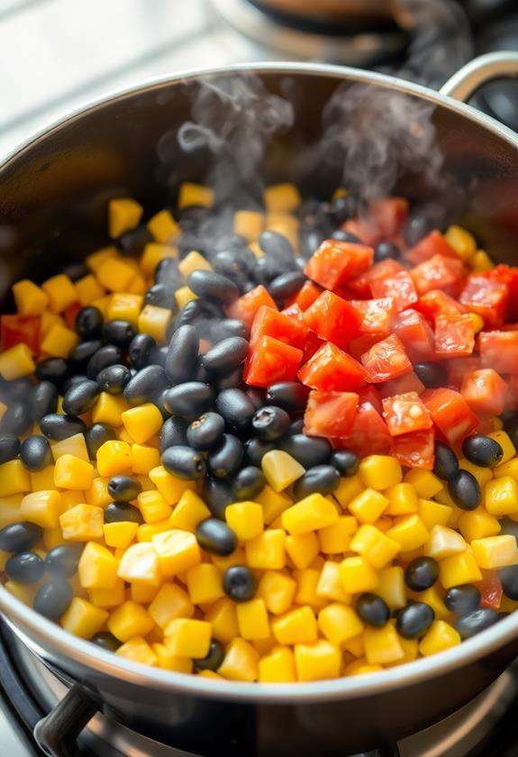 add beans corn tomatoes