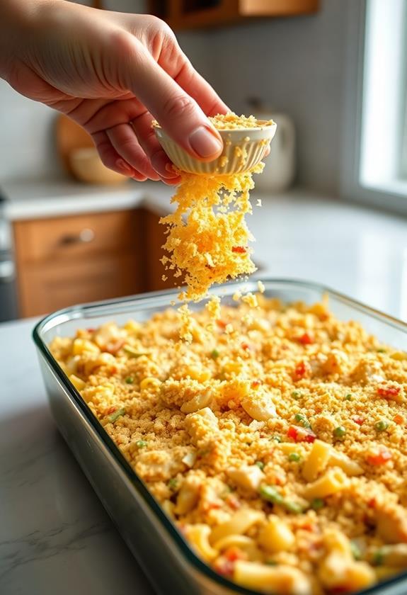 add buttered breadcrumbs topping