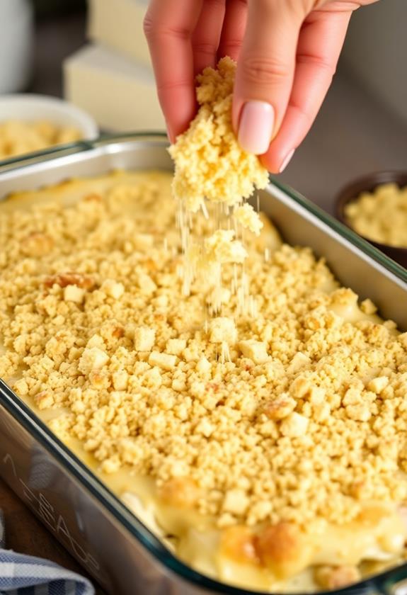 add buttery breadcrumb topping