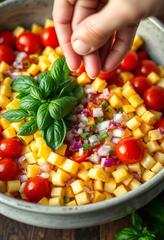 add chopped basil leaves