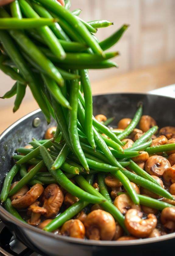 add green beans stir