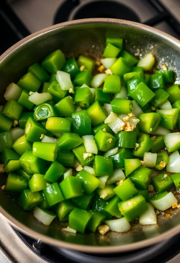 add peppers onions garlic