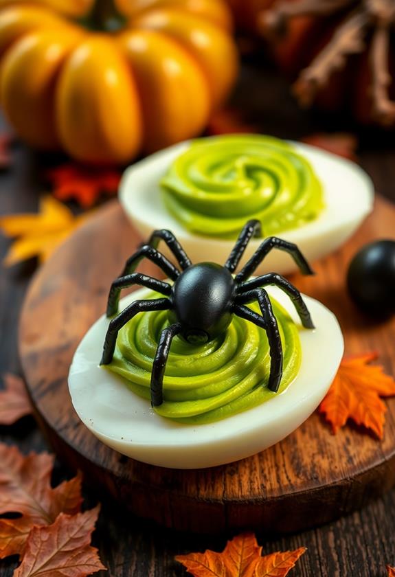 add spooky olive spiders