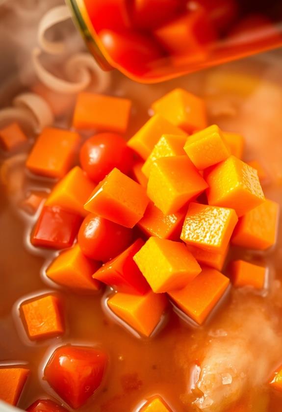 add sweet potatoes tomatoes