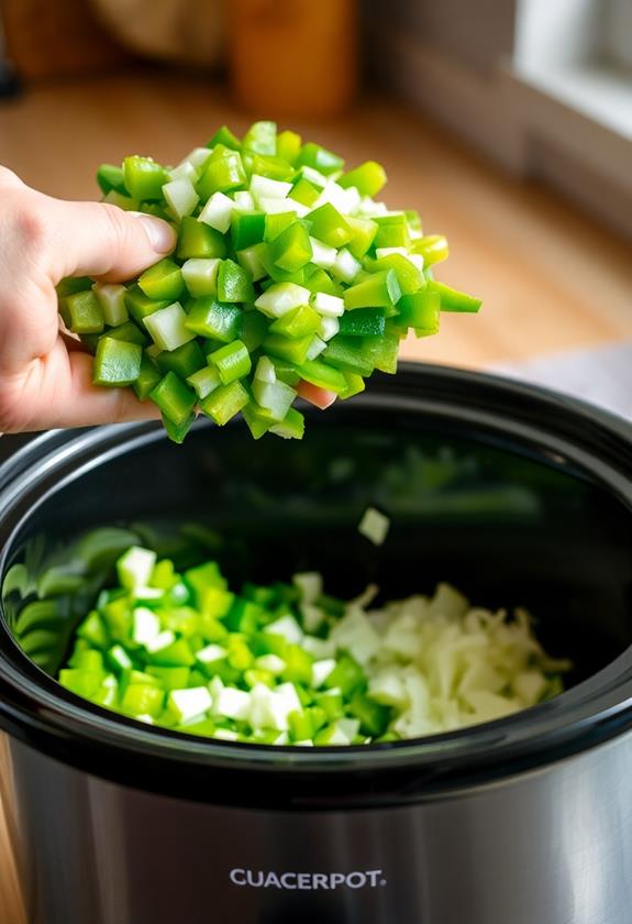 add vegetables to crockpot