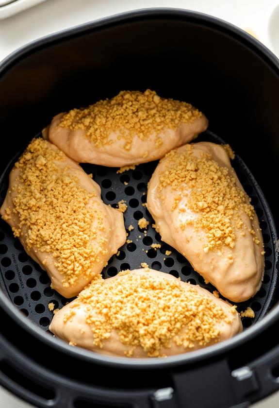 arrange chicken in fryer