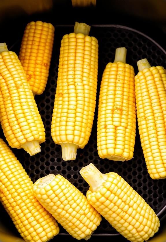 arrange corn in fryer