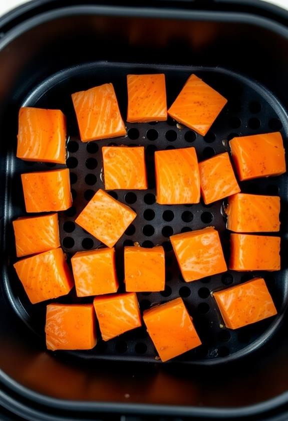 arrange salmon in fryer