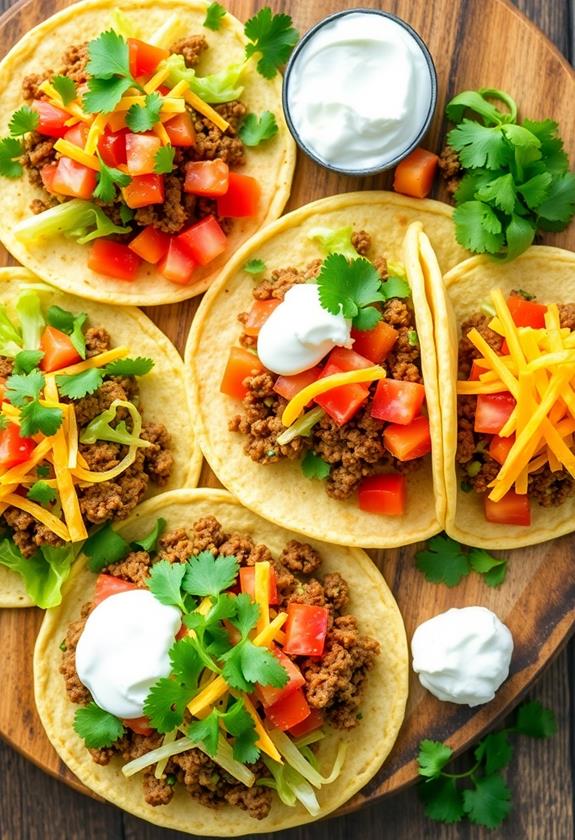 assemble tacos with toppings