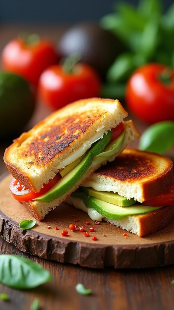 avocado tomato mozzarella sandwich