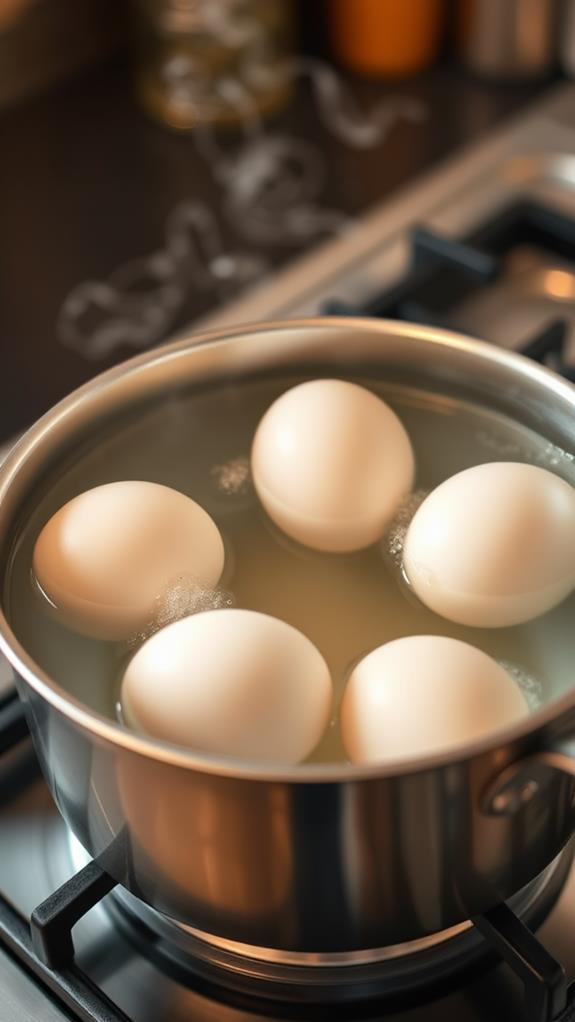 boil eggs for ten minutes