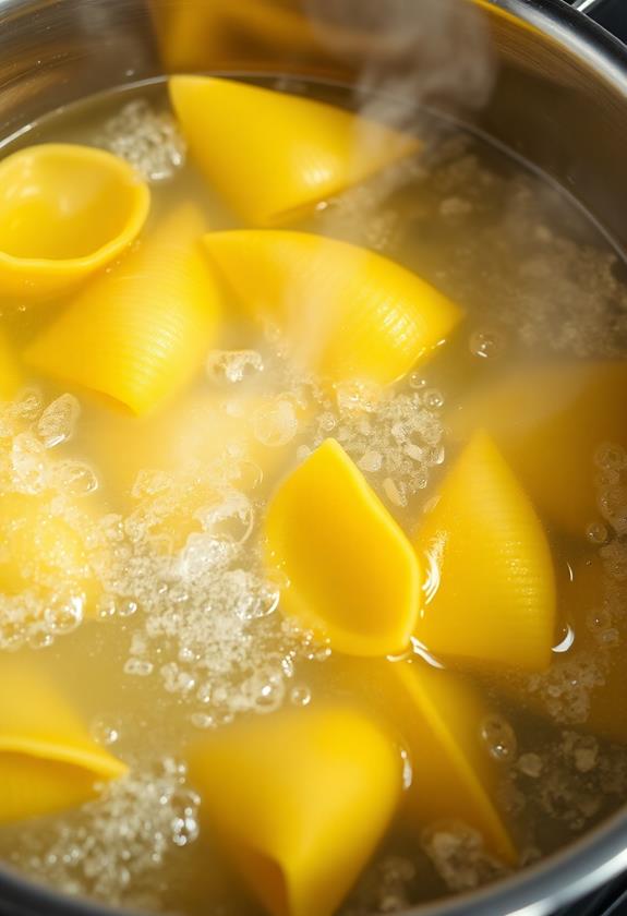 boil pasta shells al dente