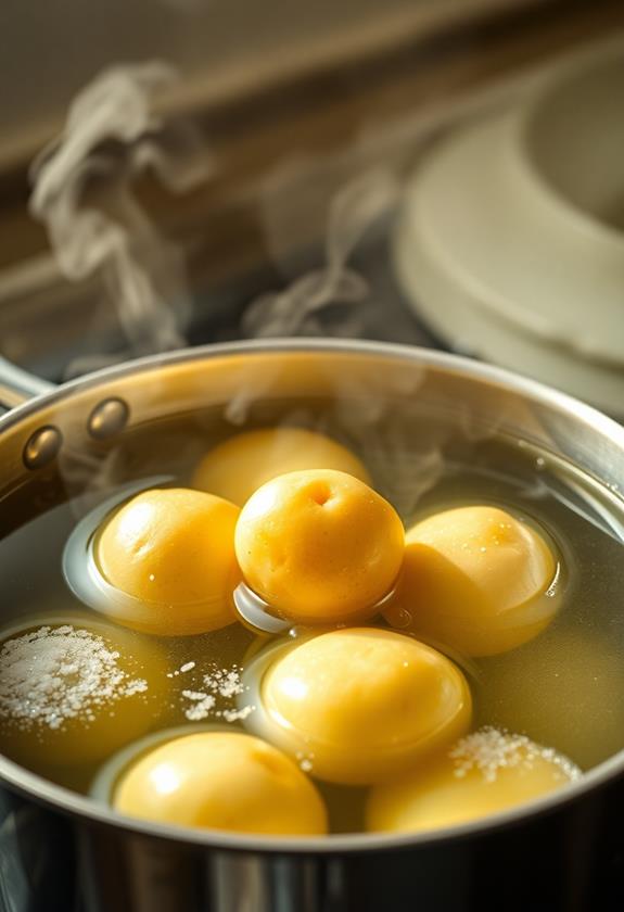 boil potatoes in salted water