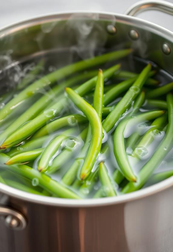 briefly blanch green beans