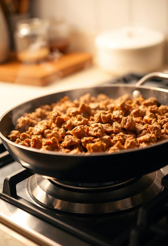 brown beef in skillet