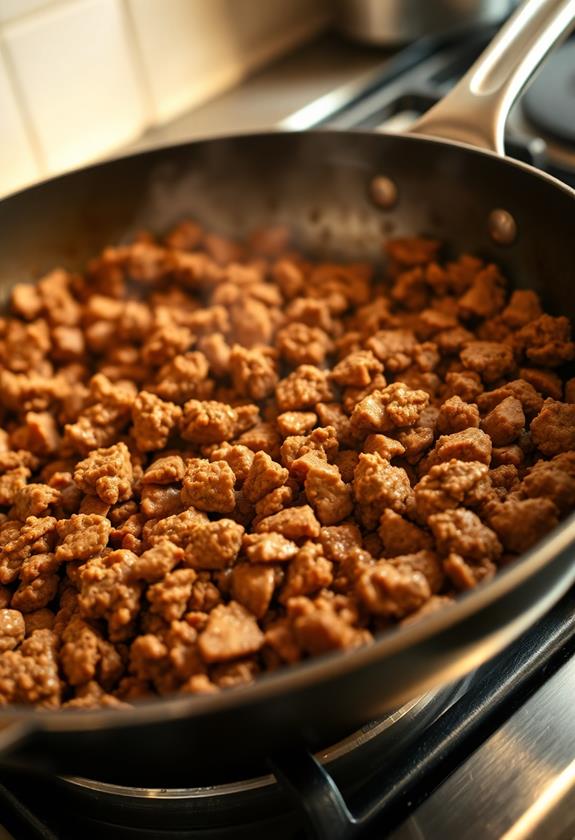 brown beef in skillet