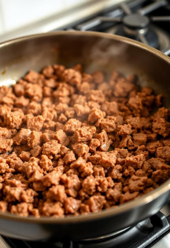 brown beef in skillet