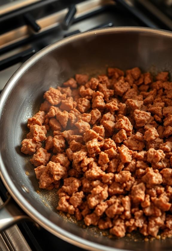 brown beef in skillet