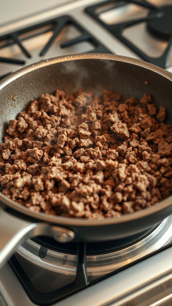 brown beef in skillet