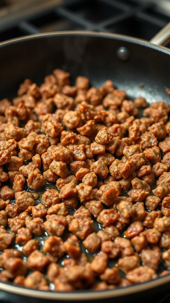 brown beef in skillet