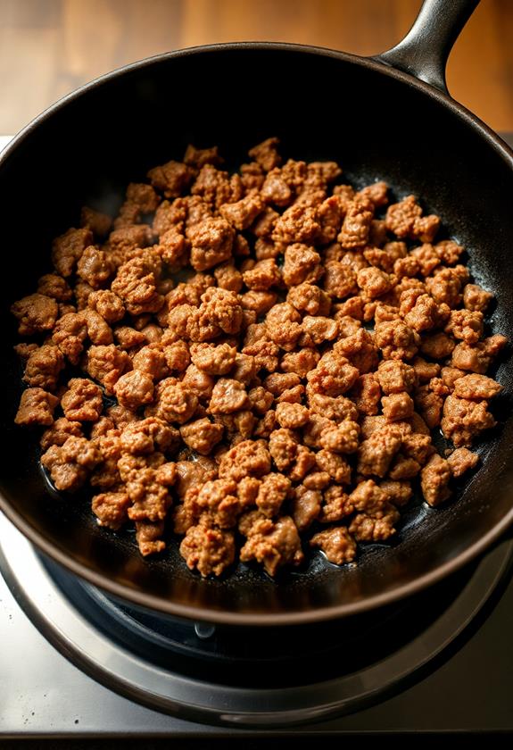 brown beef in skillet