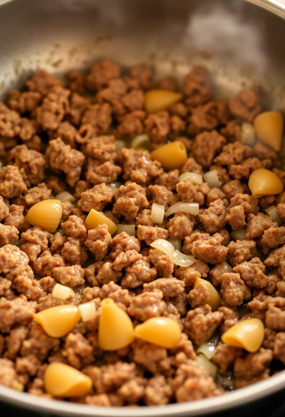 brown beef in skillet