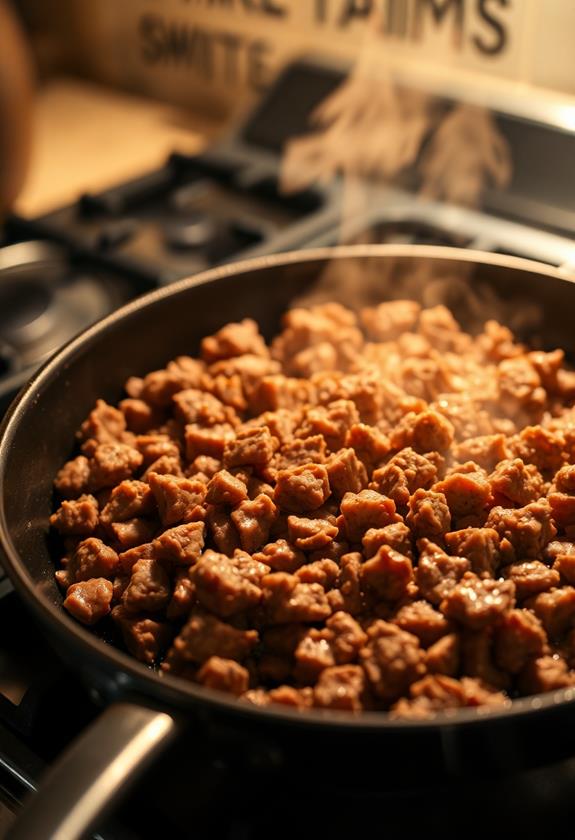 brown beef in skillet