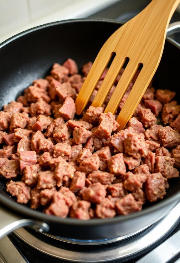 brown beef skillet cooking