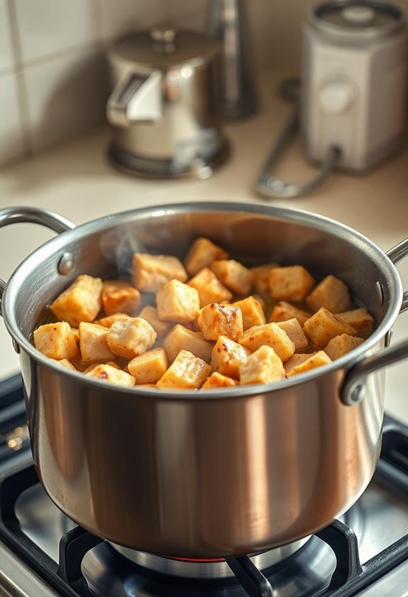 brown chicken during cooking