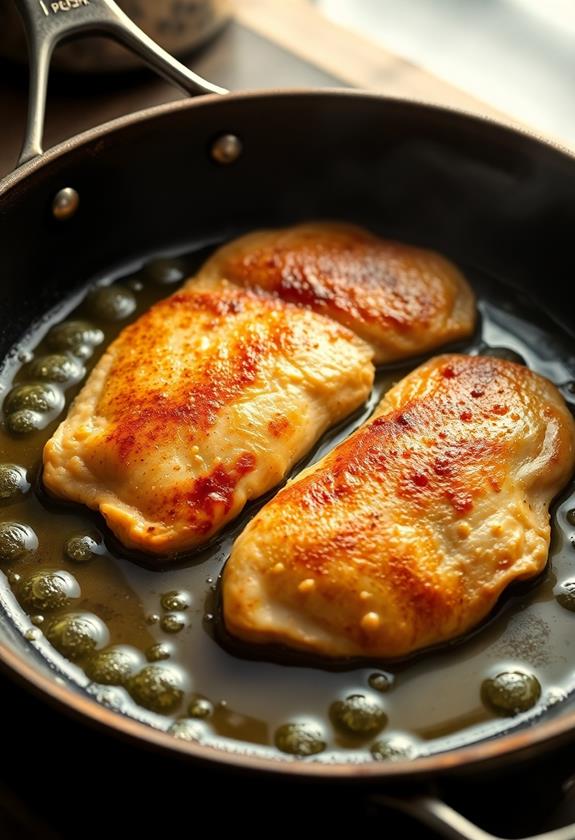 brown chicken in skillet