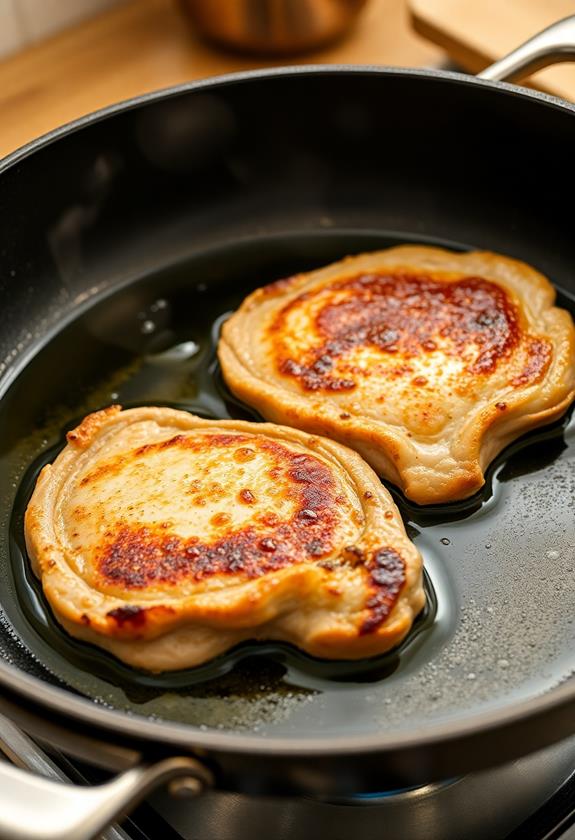 brown chops in skillet