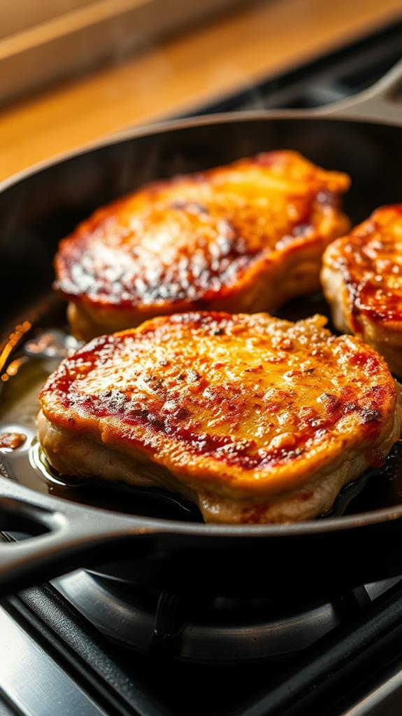 brown chops in skillet