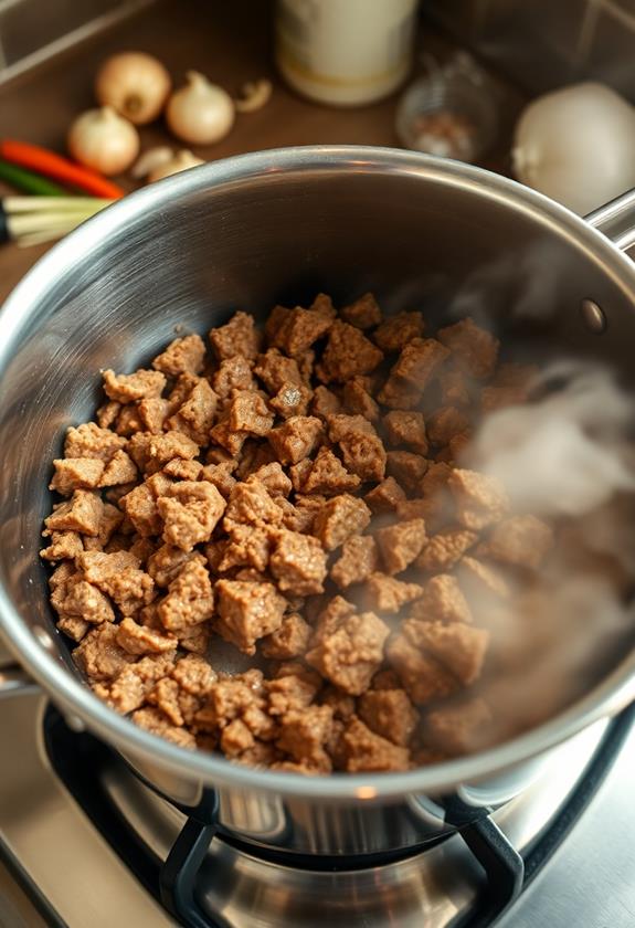 brown ground beef thoroughly