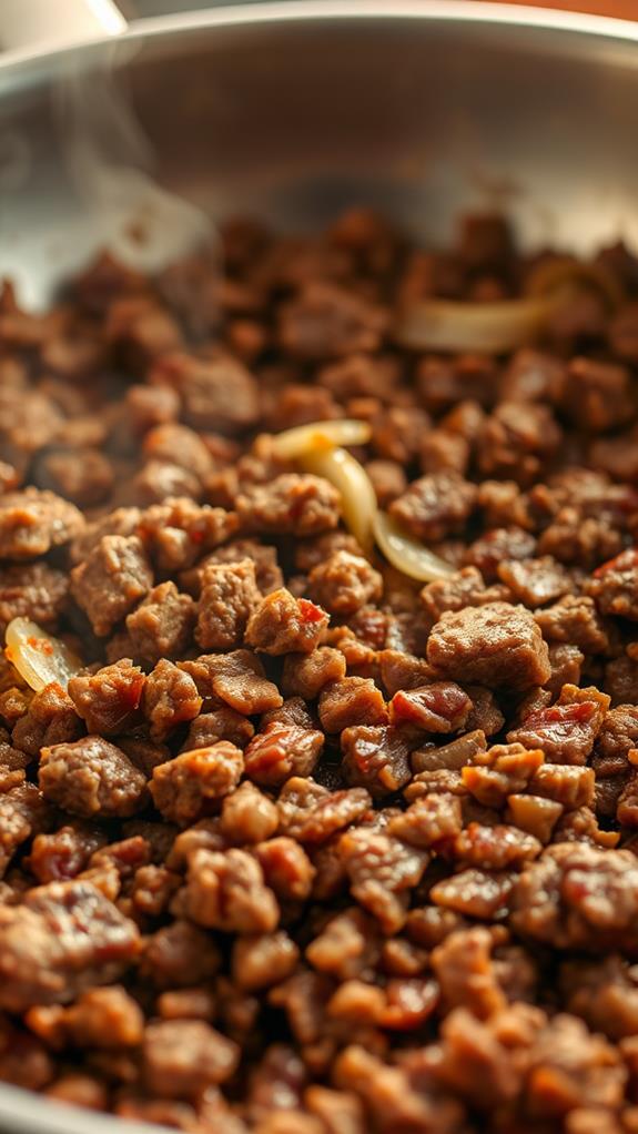 brown ground beef thoroughly