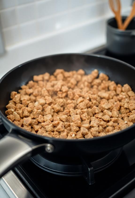 brown meat in skillet