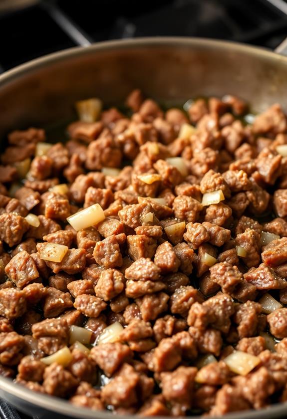 brown seasoned ground beef