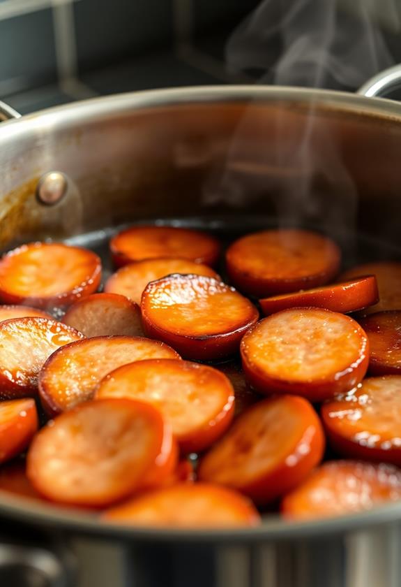 brown sliced kielbasa sausage