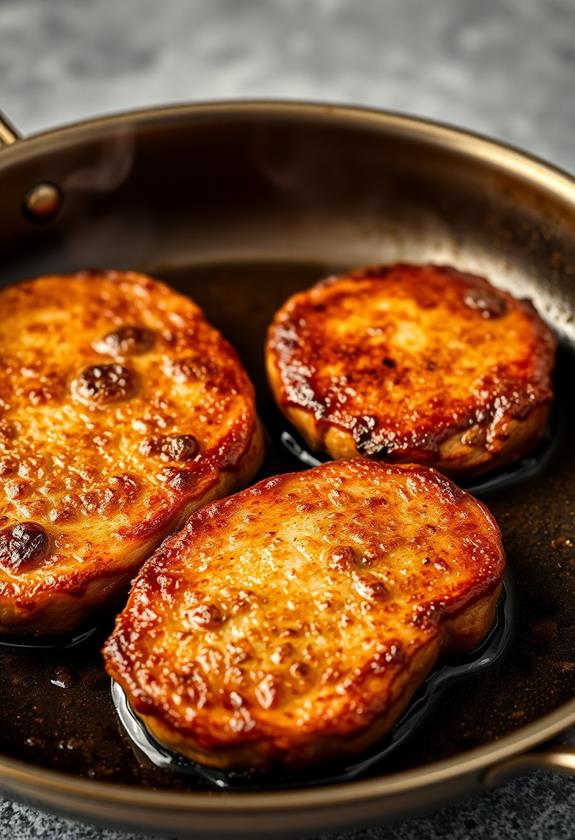 brown steaks in skillet