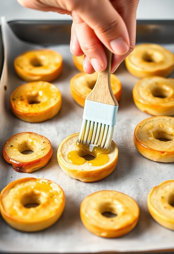 brush bagels with oil