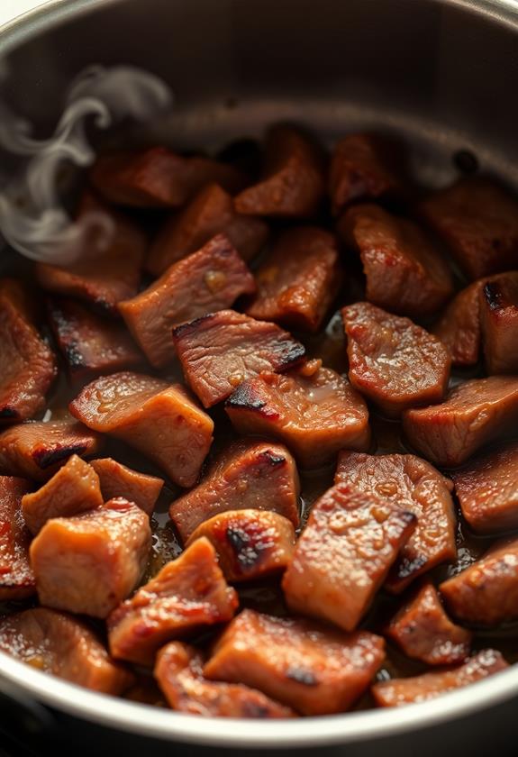 caramelize browned beef thoroughly