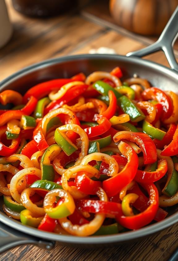 caramelize onions and peppers