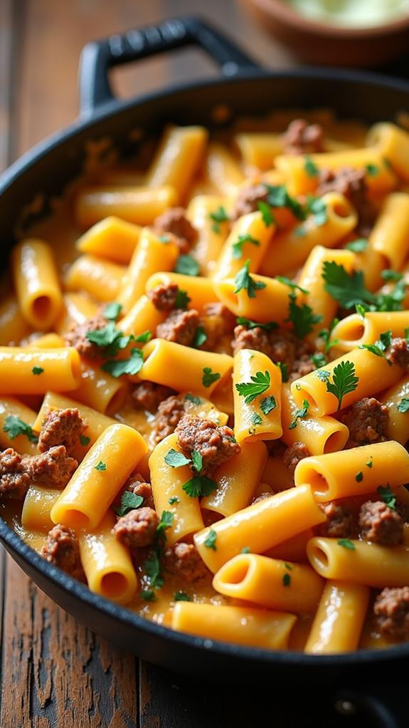 cheesy beef pasta skillet