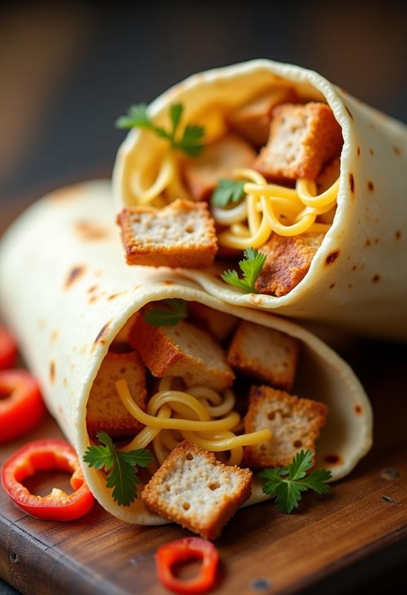 cheesy garlic chicken wraps