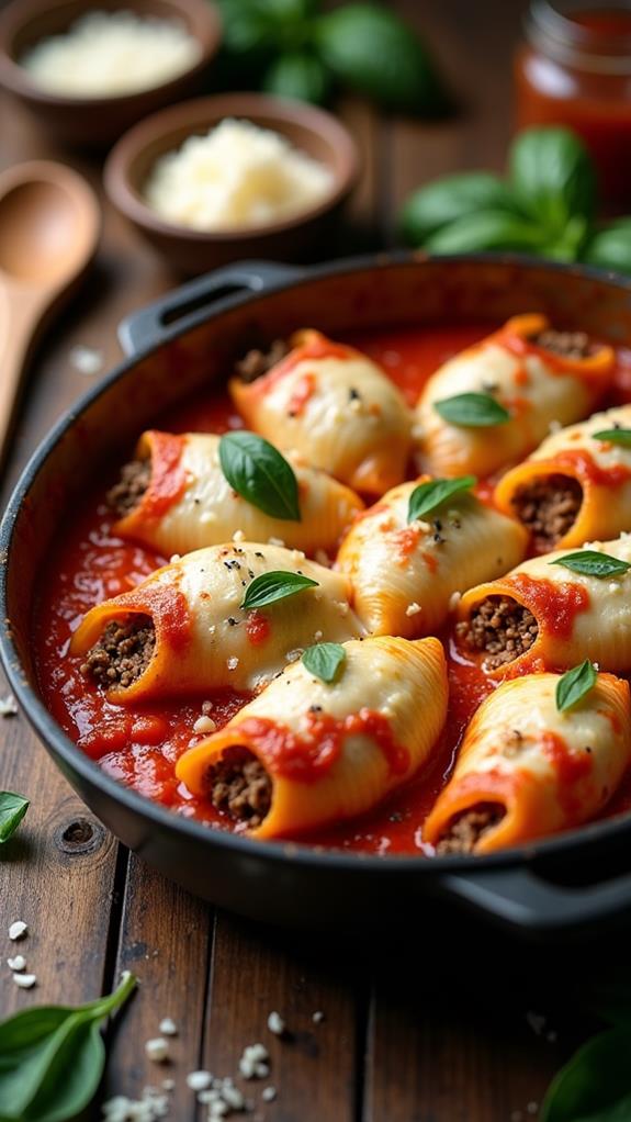 cheesy meat stuffed shells