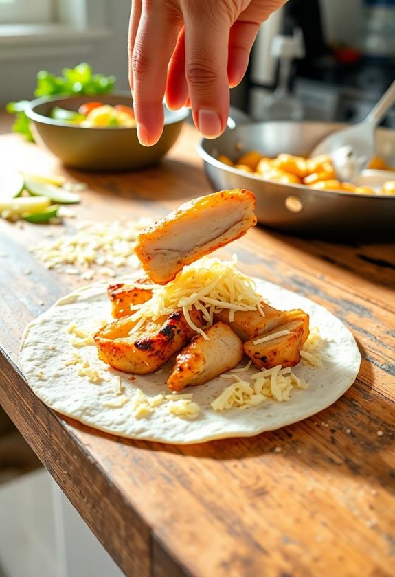 chicken filled tortillas preparation