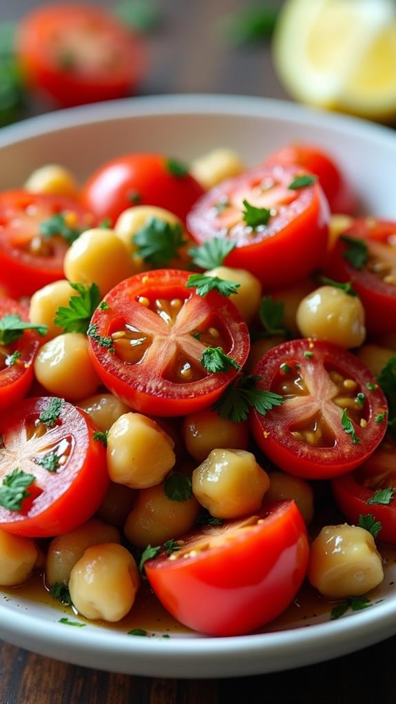 chickpea tomato garlic salad