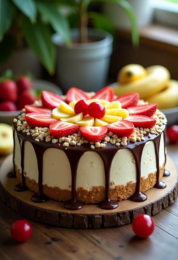 chilled banana split cheesecake