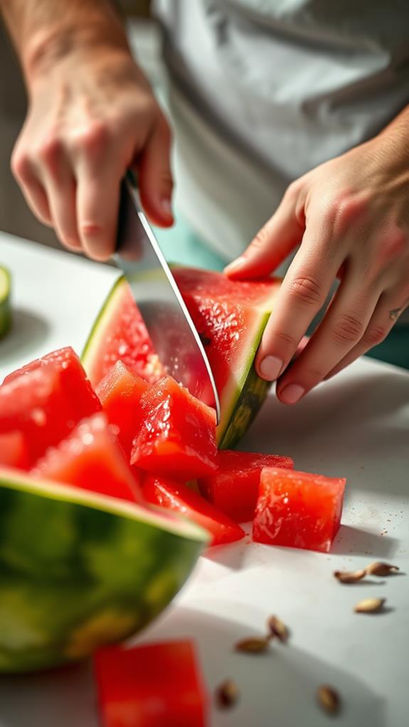 chilled watermelon cubes diced