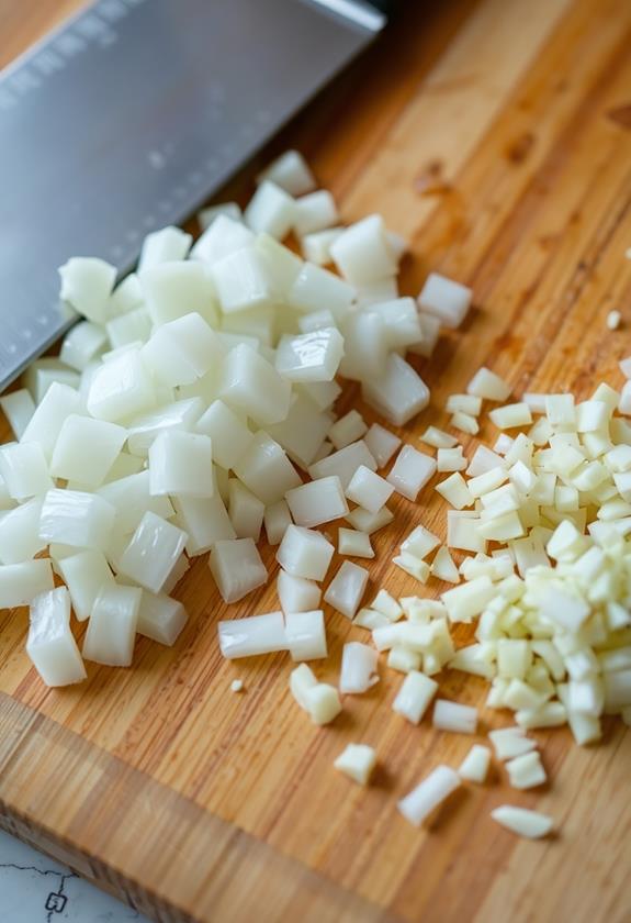 chop onion mince garlic