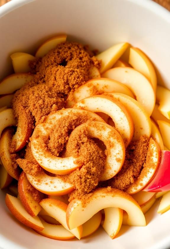 coat apples with cinnamon